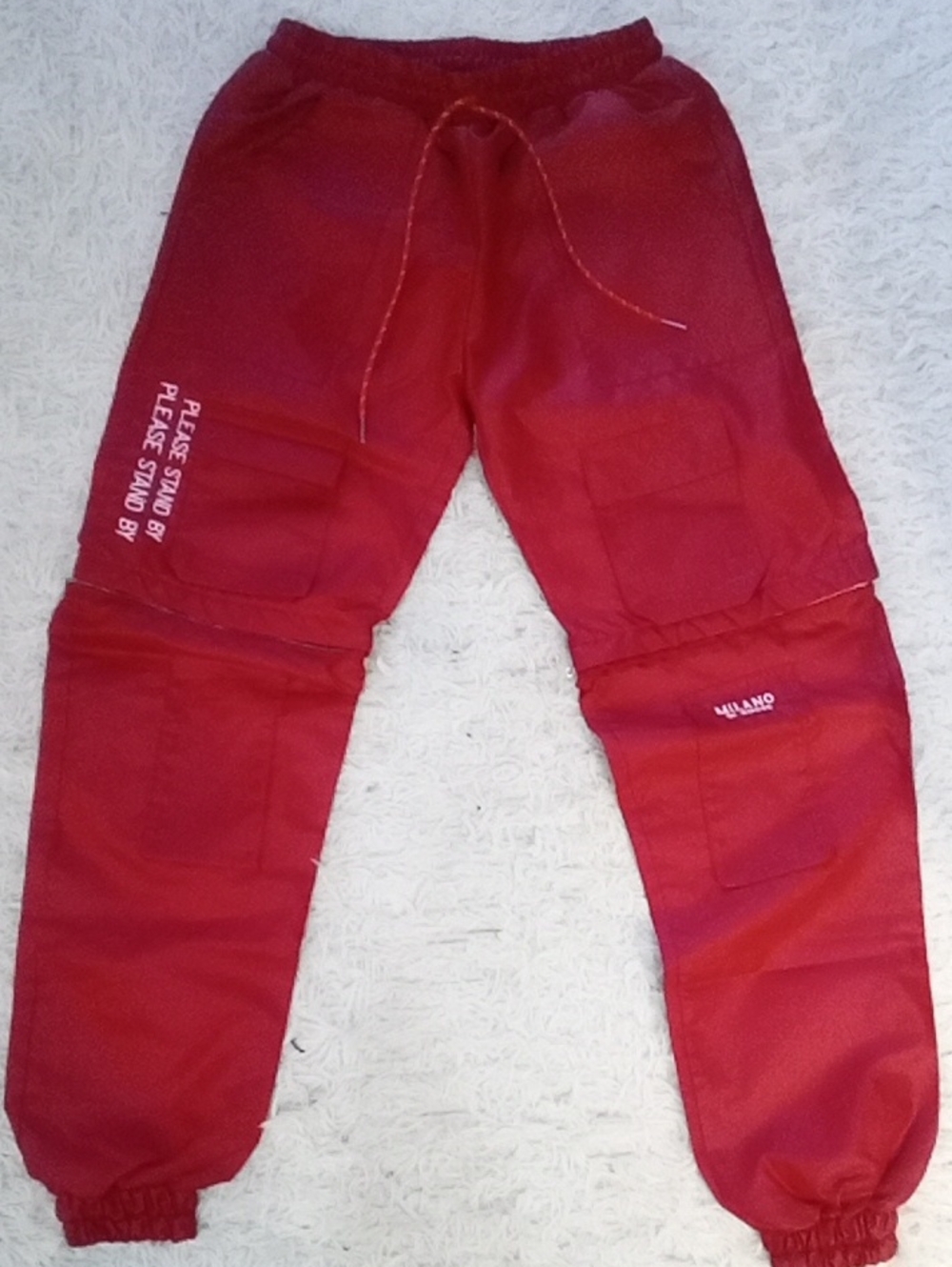 Milano Red Elastic-Waist Cargo Joggers By Milano Di Rouge